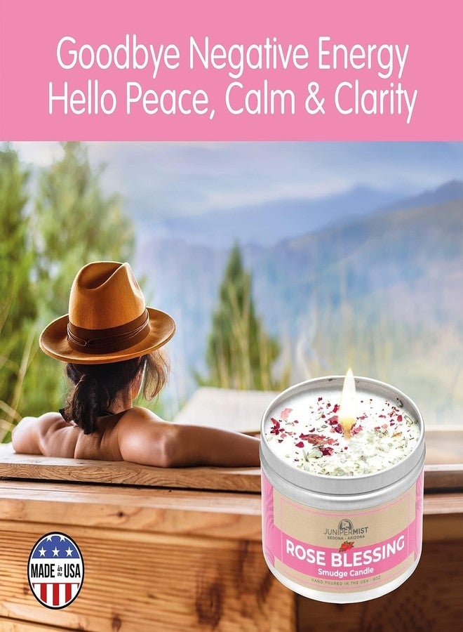 JUNIPERMIST Rose Smudge Candle (6oz) Love and Healing – Energy Cleansing Candle - Real Sage & Essential Oils – Spiritual for Protection, Meditation & Manifestation – Soy-Based - Made in The USA - Image 2